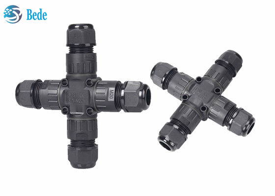 IP68 Waterproof Cable Connectors X Type  4-Channel 2-Poles For Outdoor Billboards
