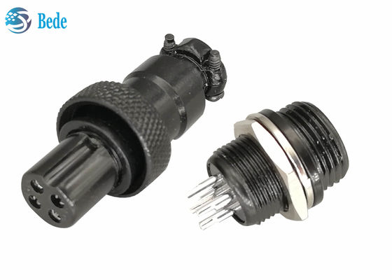 Male And Female Kits Gx12 Aviation Connector Black Color Zinc Alloy Material