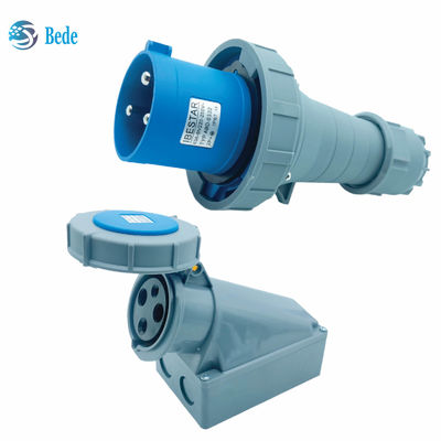 IP67 Industrial Plug Socket 3Pins Designed For 220~250V 63A / 125A Wall Mounting Type