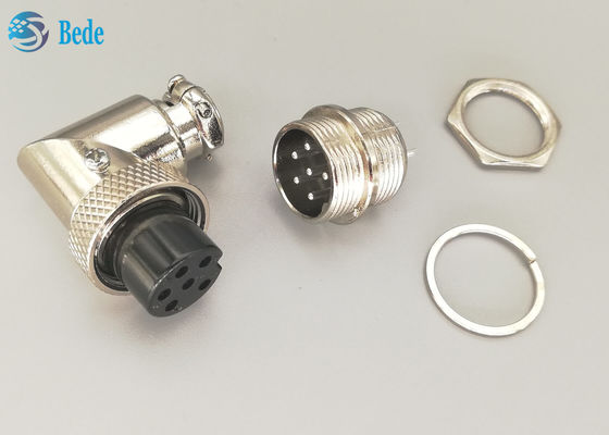 Silver Plated Aviation Connector Plug gx16 6 Pins Male And Elbow Female Connector Sets