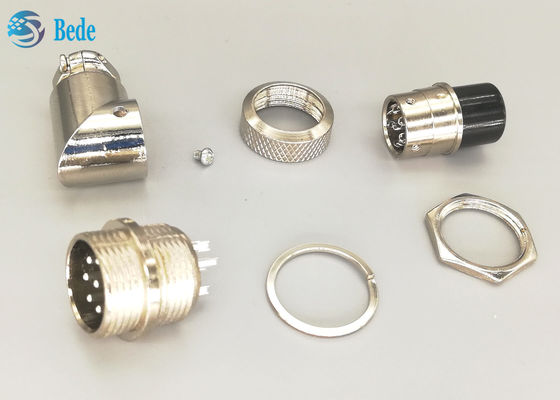 مجموعه نر و ماده کانکتور هوانوردی 90 درجه GX16 با 7 پین و روکش نقره