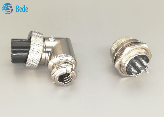 مجموعه نر و ماده کانکتور هوانوردی 90 درجه GX16 با 7 پین و روکش نقره