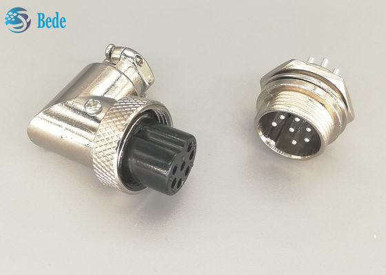 مجموعه نر و ماده کانکتور هوانوردی 90 درجه GX16 با 7 پین و روکش نقره