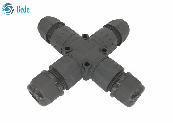IP68 Waterproof Cable Connectors X Type  4-Channel 2-Poles For Outdoor Billboards
