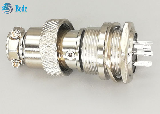 کانکتور 6 پین GX16 نر و ماده، دوشاخه نقره‌ای مستقیم