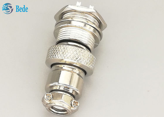 کانکتور 6 پین GX16 نر و ماده، دوشاخه نقره‌ای مستقیم