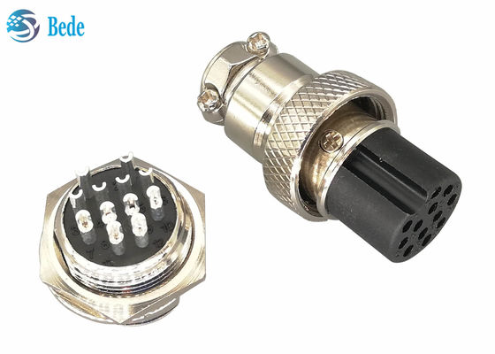 12 Pin Male And Female Gx16 Aviation Connector Straight Silver Plated Plug