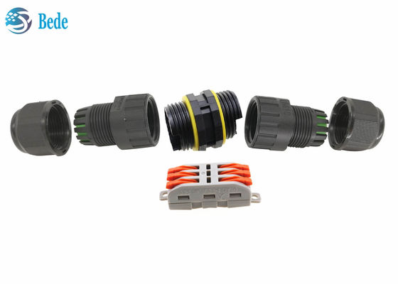 2 3 Pins 2 Channel 250V 24A Waterproof Cable Connectors M25 Quick Wiring Screwless