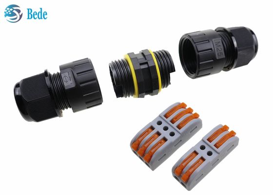 2 3 Pins 2 Channel 250V 24A Waterproof Cable Connectors M25 Quick Wiring Screwless