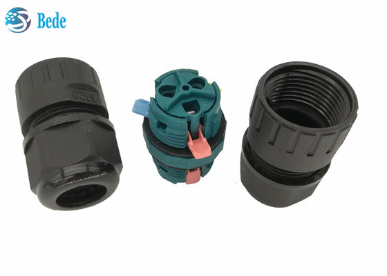 اتصال دهنده سیم ضد آب M20 با سیم کشی سریع، 3 پین، 2 کاناله، 450 ولت، 17.5 آمپر، کانکتور ضد آب ip68، 2 پین