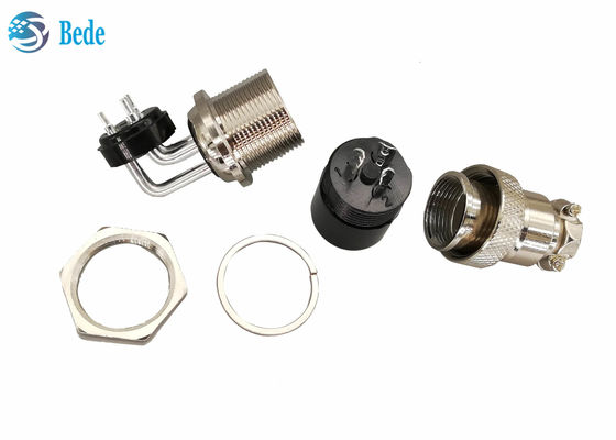 کانکتور هوانوردی GX 20 2 3 4 پین آرنجی نر و کیت های ماده مستقیم کانکتور نصب شده روی پنل