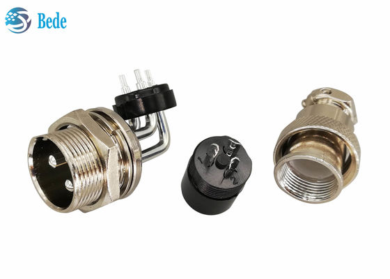 کانکتور هوانوردی GX 20 2 3 4 پین آرنجی نر و کیت های ماده مستقیم کانکتور نصب شده روی پنل