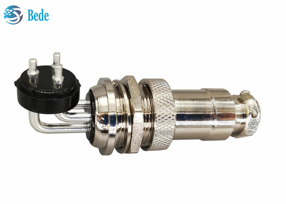 کانکتور هوانوردی GX 20 2 3 4 پین آرنجی نر و کیت های ماده مستقیم کانکتور نصب شده روی پنل