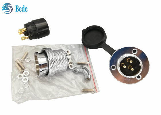 کانکتور هوانوردی دایره ای M25 با 4 پین، فلنج گرد و درپوش گرد و غبار، 300 ولت، 20 آمپر