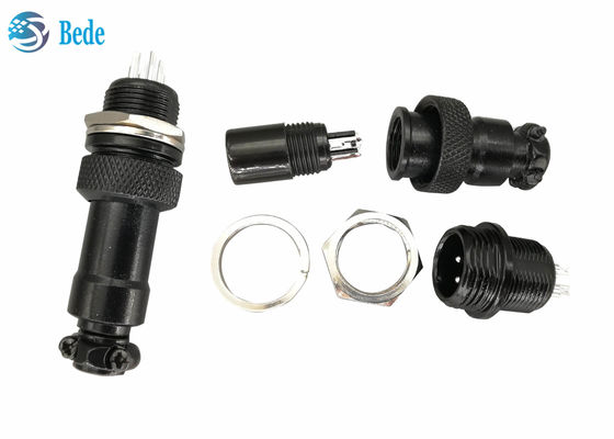 Male And Female Kits Gx12 Aviation Connector Black Color Zinc Alloy Material