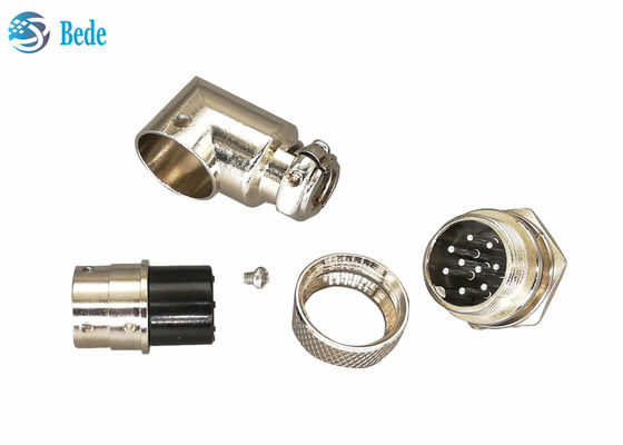 اتصال دهنده کابل هوانوردی 200 ولت 4 آمپر M16 زاویه راست مادگی و نصب روی پنل نری 6 تا 10 پین