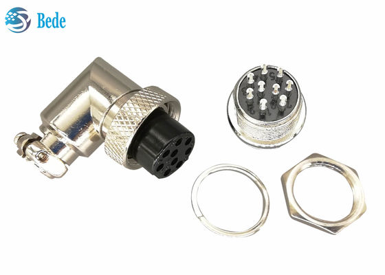 اتصال دهنده کابل هوانوردی 200 ولت 4 آمپر M16 زاویه راست مادگی و نصب روی پنل نری 6 تا 10 پین