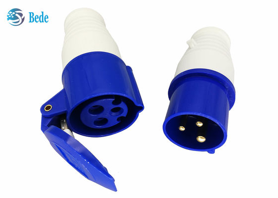 Single Phase Industrial Plug And Socket P+N+E Blue Color 220-250V 16A Coupler Type