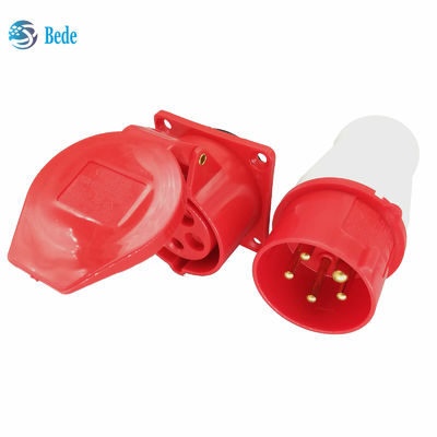 Industrial Plug 3 Phase Socket 5 Pins 3P+N+E 16A PP Material Housing Brass Contact Pins