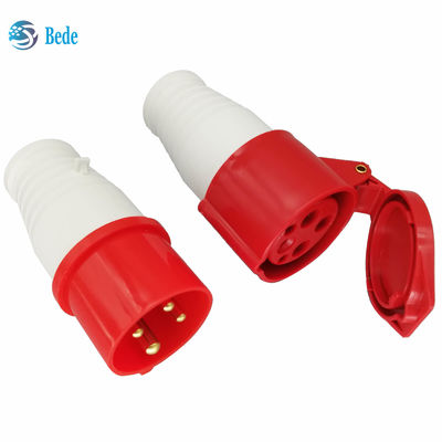 AC 380-415V 16A کانکتور برق صنعتی IP44 ضد آب 4Pin 3 فاز 3P+E قرمز