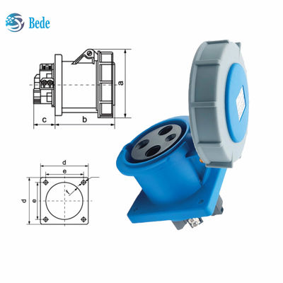 جریان 63A 125A نصب پانل سوکت پلگ صنعتی نوع 3 پین ((2P+E) IP67 220 ~ 250V