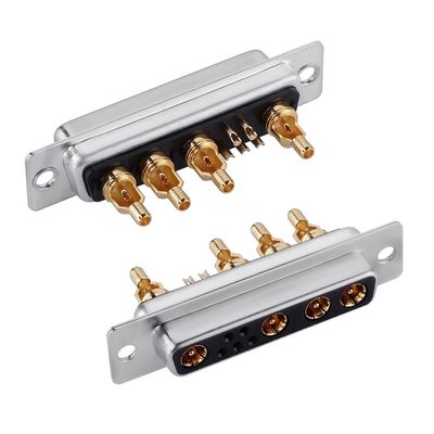 D-Sub مخلوط کانکتور کواکسیال RF / قدرت کانکتور زاویه راست 9W4 برای PCB