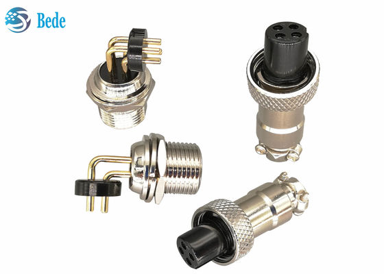 زاویه راست 3A 200V Gx12 اتصال هواپیمایی آلیاژ روی با نیکل